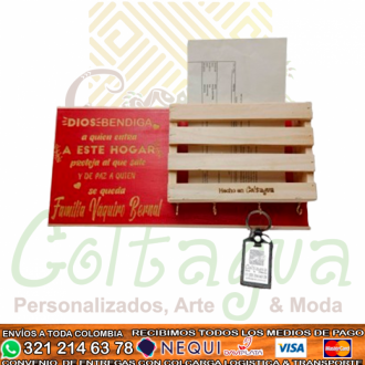 Porta Llaveros De Madera Con Recibidor Incorporado