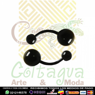 Piercing Ombligo Acero Corto Negro