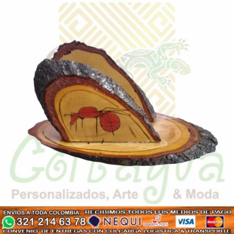 Servilletero Rodajas De Madera Artesanal