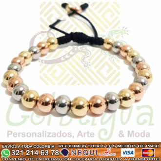 Pulsera Rodio 3 Oros Macramé