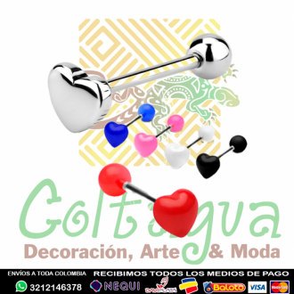 Piercing Barra Acrílica Corazón- Lengua
