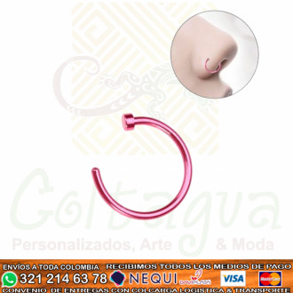 Piercing Aro Nariz Liso Acero Rosado