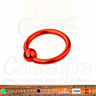 Piercing Aro Nariz Liso Acero Rojo