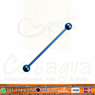 Piercing Barra Recta Azul Bolita