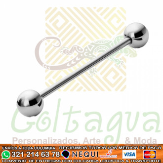 Piercing Industrial Redonda Liso Plateado